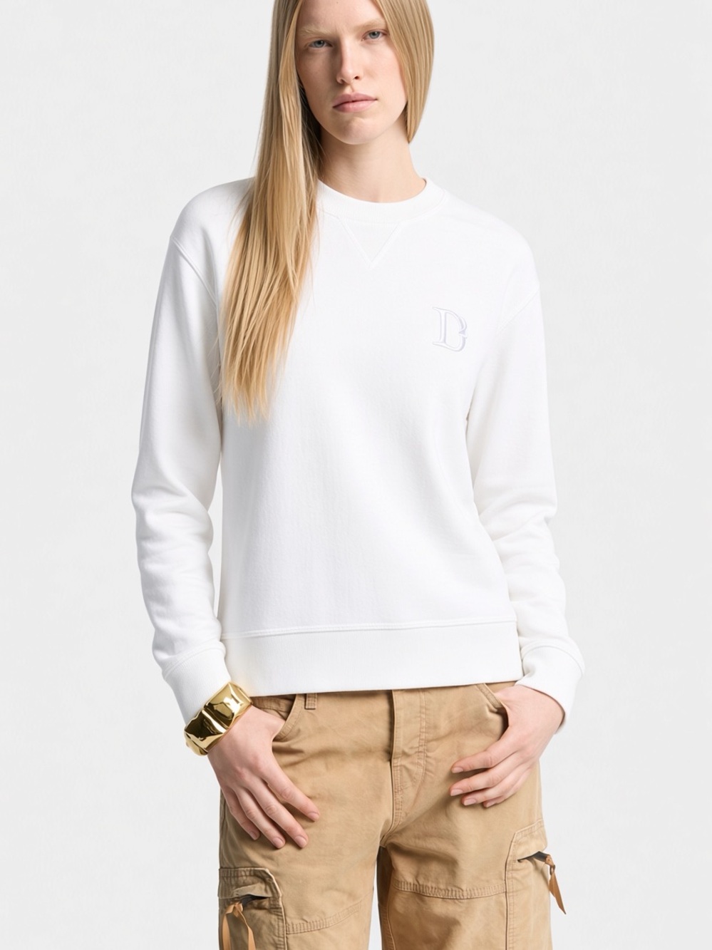 DSQUARED2 White Logo Crewneck Sweatshirt unisex